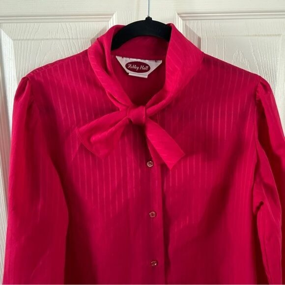 Ashley Hall Vintage Red Blouse Sz 14 - Picture 3 of 16